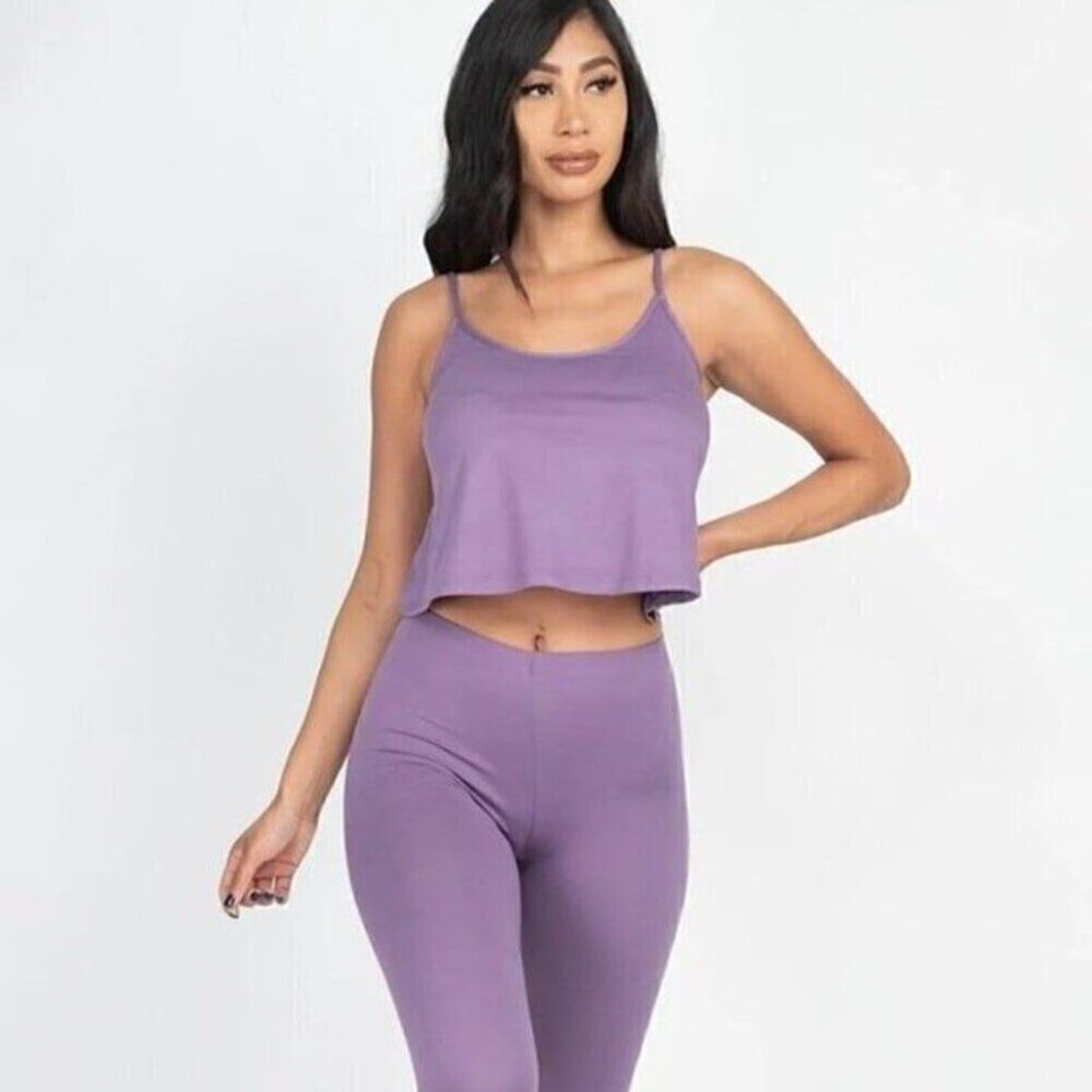 New Capella Purple Set of Leggings & Cami Top